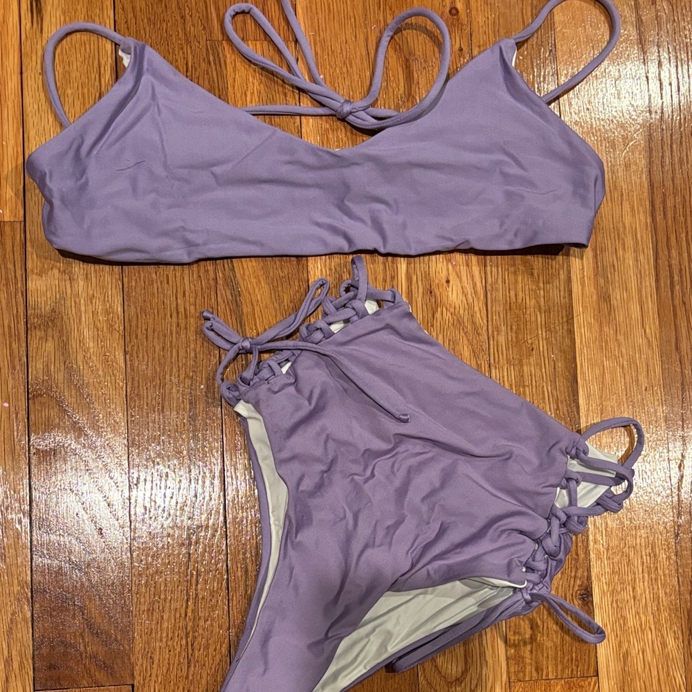 VENUS White and Purple Bikini Set